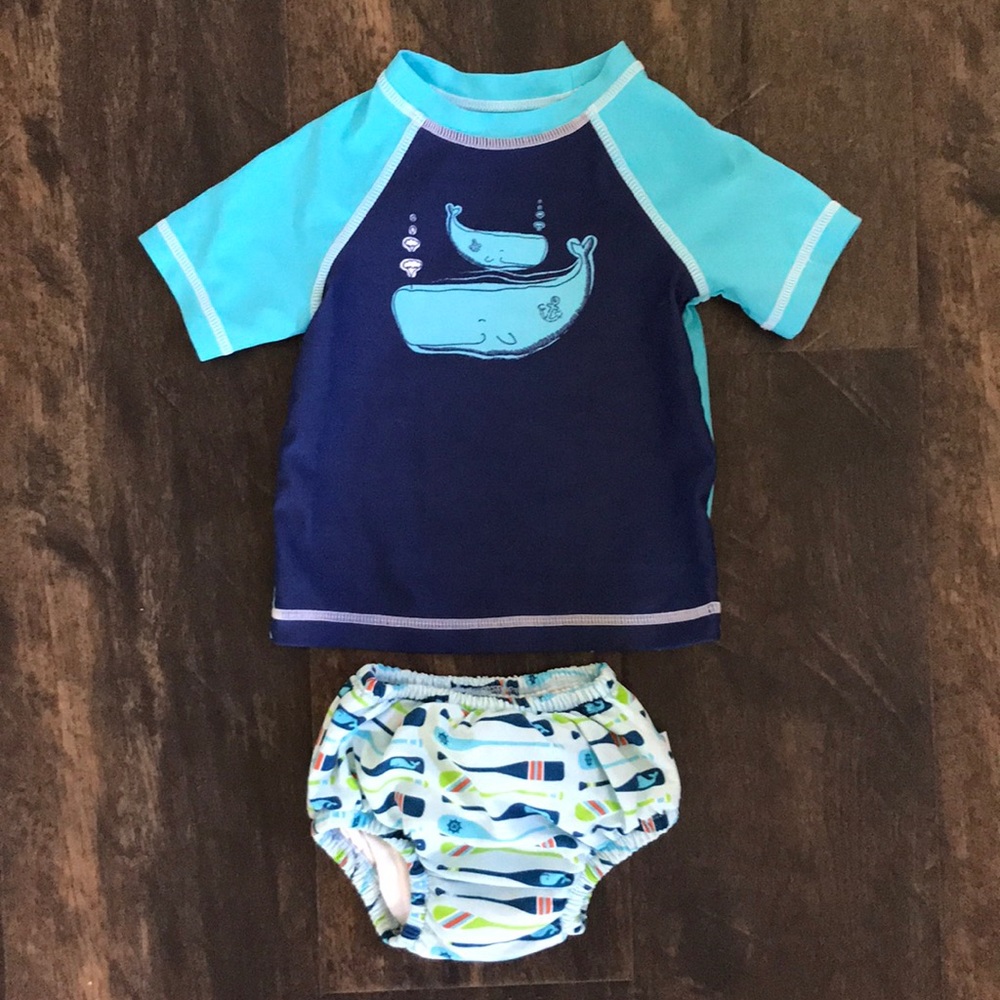 I Play cloth swim diaper and rash guard